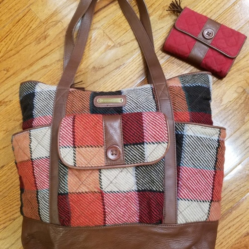 Vera Bradley Plaid Wool Canyon Tote & Wallet